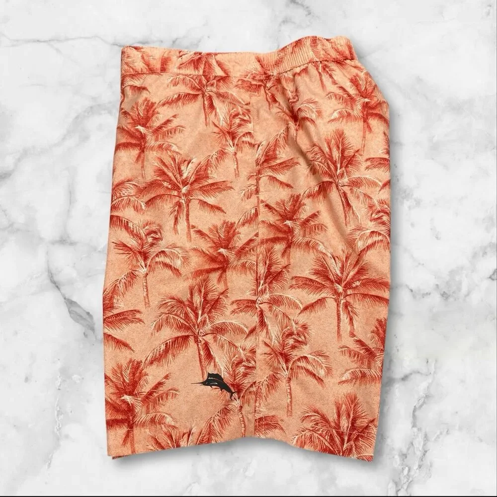 Tommy Bahama Swim Shorts‎ Mens Large  Palm Tree Lined Swimmer Beach Surfer